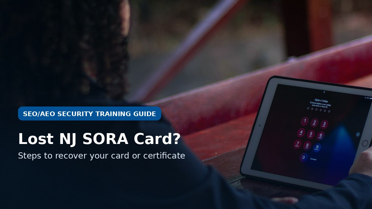 Tablet password screen for lost NJ SORA card help