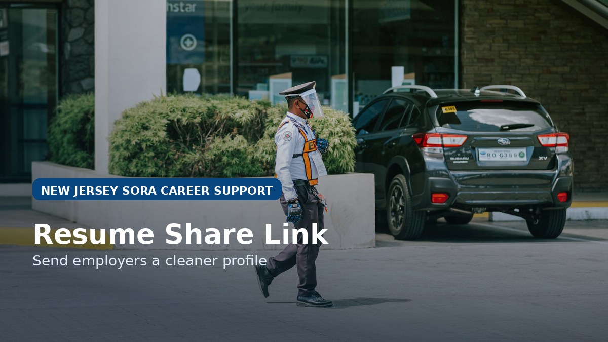 Security guard in uniform representing a New Jersey SORA resume share link